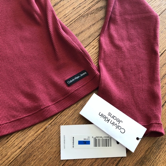 Calvin Klein Jeans Cropped V-neck Long Sleeve Button Front Cotton Cardigan  XL - Picture 2 of 4